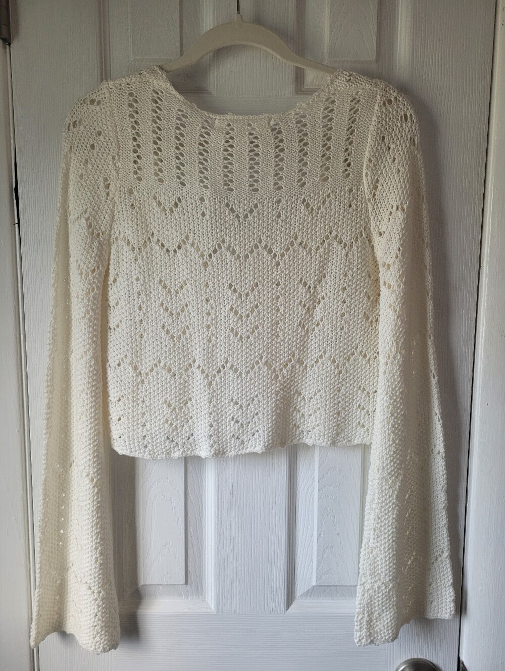 Altar'd State Leilani Tie Front Crochet Cardigan NWT Small Cream Boho Cottage - Picture 5 of 11